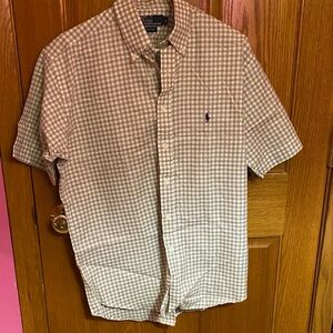Ralph Lauren Beige and White Checkered Shirt